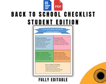 Checklist per il ritorno a scuola: agenda per studenti, PDF modificabile e stampabile