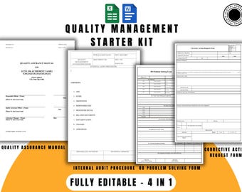 Kit di avvio per la gestione della qualità, Manuale QMS, Procedura di audit interno, Rapporto di risoluzione dei problemi 8D, Modulo di richiesta di azione correttiva, Strumenti ISO