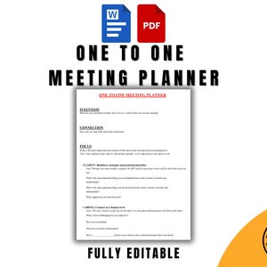 One-on-One Meeting Planner Template, Editable Word & PDF Format, Leadership Coaching Tool, Employee Conversation Organizer Sheet