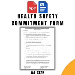 Health Safety Commitment Form for Visitors, Suppliers  Subcontractors, Word & PDF, Workplace Safety Template, Printable Compliance Form