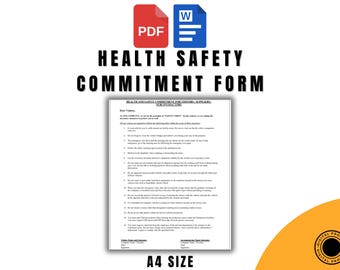Modulo di impegno per la salute e la sicurezza per visitatori, fornitori e subappaltatori, Word e PDF, modello di sicurezza sul posto di lavoro, modulo di conformità stampabile
