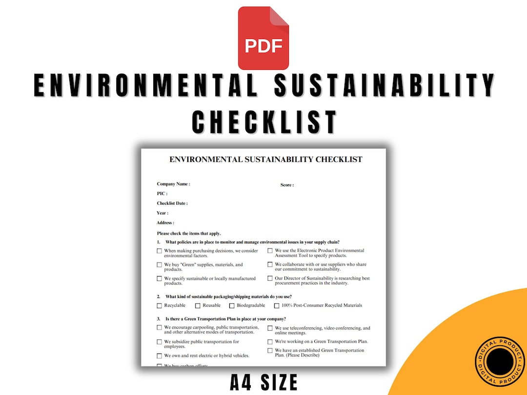Environmental Sustainability Checklist PDF, Eco-friendly Business ...