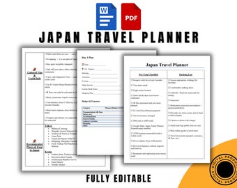 Japan Travel Planner Template, Printable PDF & Word Format, Japan Trip Itinerary  Budget Organizer, Tokyo Kyoto Osaka Planning Guide