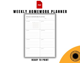 Planner settimanale per i compiti, programma di studio per bambini, organizer scolastico stampabile, monitoraggio delle abitudini degli studenti, modello PDF per l'istruzione parentale