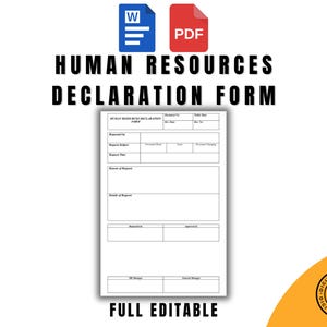 Plantilla de formulario de declaración de recursos humanos, Word editable y PDF imprimible, compatible con ISO 9001, documento de RR. HH. personalizable, herramienta empresarial