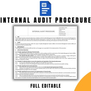 Modello di procedura di audit interno, conforme a ISO 9001, 14001 e 45001, formato Word modificabile, guida stampabile alla qualità e alla conformità