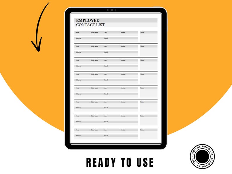 Employee Contact List Template, PDF and Excel Formats, Printable ...