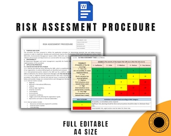 Procedura di valutazione del rischio, conforme a ISO 9001, 14001, 45001, formato Word, guida stampabile alla gestione della sicurezza e della conformità