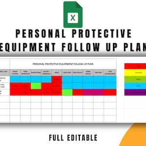 PPE Follow-Up Plan, ISO 9001 & 45001 Compliant, Excel Format, Customizable Safety Tracking Template, Printable Workplace Compliance Tool