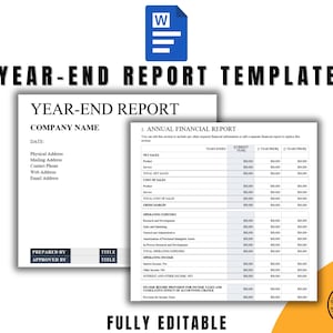 Year-End Report Template, Word Format, Fully Editable and Printable, Customizable Business Summary Document for Annual Performance Review