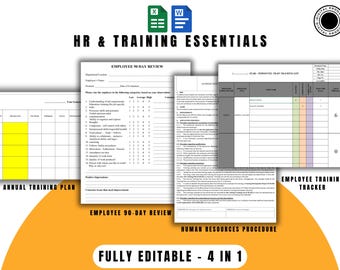 Kit essenziale per risorse umane e formazione / Piano di formazione annuale, Revisione di 90 giorni, Manuale delle procedure delle risorse umane, Monitoraggio della formazione dei dipendenti, Kit di strumenti ISO 9001
