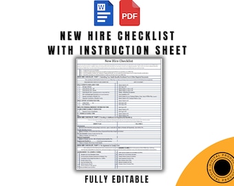 Modello di checklist per i nuovi assunti, PDF Word modificabile, moduli di onboarding delle risorse umane per i dipendenti, documenti di lavoro stampabili e tracker dei benefit