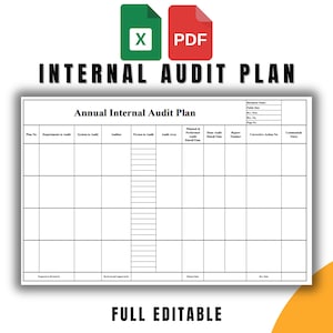Vorlage für einen internen Prüfungsplan, ISO 9001-konform, Excel- und PDF-Format, druckbarer Prüfungsplan, anpassbares Qualitätssicherungswerkzeug