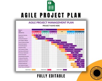Plantilla de plan de proyecto ágil: formato Excel editable / Planificador de sprint ágil imprimible para equipos, desarrolladores y gerentes de proyecto