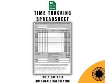 Foglio di calcolo Excel per il monitoraggio del tempo: registro automatico delle ore di lavoro (download digitale)
