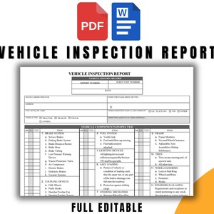 Vehicle Inspection Form, Word and PDF Format, Fully Editable and Printable, Customizable Checklist Template, Maintenance Tracking Tool
