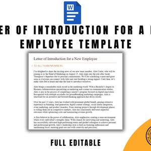 Plantilla de carta de presentación para un nuevo empleado, formato Word, documento comercial totalmente editable y personalizable, carta de bienvenida profesional