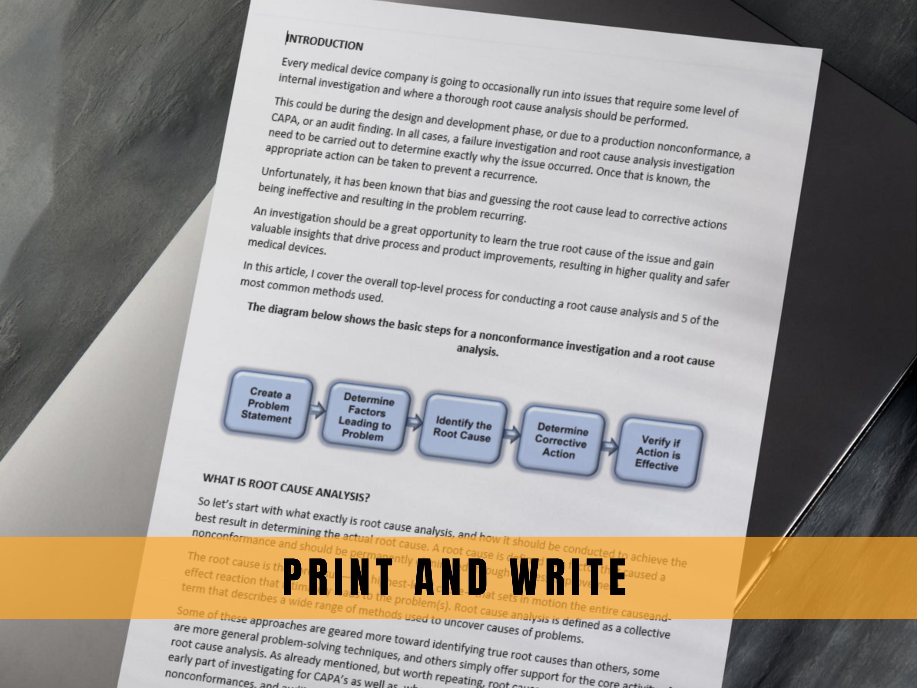 Root Cause Analysis Guide, Editable Word & Printable PDF, CAPA ...