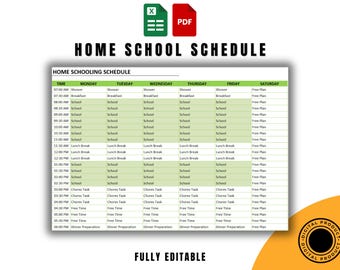 Modello di programma per l'istruzione parentale: pianificatore Excel modificabile e PDF stampabile