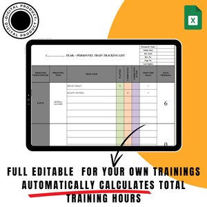 Employee Training Tracker, Automatic Hour Calculation, Editable Excel ...