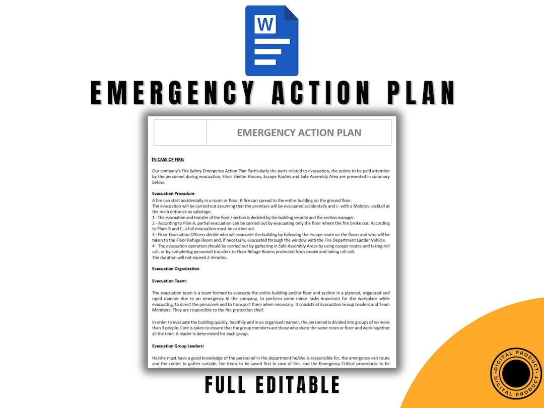 Emergency Action Plan Template, ISO 9001, 45001 Compliant, Customizable ...