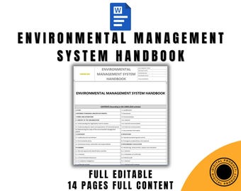 Manuale del sistema di gestione ambientale, conforme a ISO 14001 e ISO 9001, formato Word modificabile, guida alla sostenibilità personalizzabile