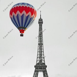 Color Splash Black & White or Sepia Eiffel Tower Hot Air Balloon Paris France Art Photography Photo Print