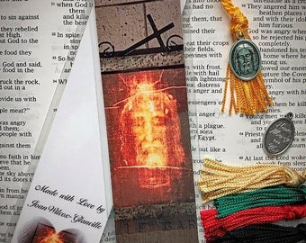 Shroud of Turin Face of Jesus Religious Bookmark Sacre Coeur Montmartre Paris France Europe Fine Art Photo Catholic Bookmark w/Shroud Medal