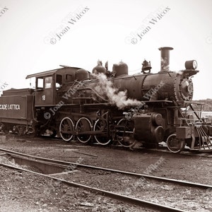 Vintage Arcade Attica Steam Engine Train Black & White or Sepia Fine Art Photography Print