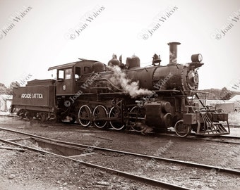 Vintage Arcade Attica Steam Engine Train Black & White or Sepia Fine Art Photography Print