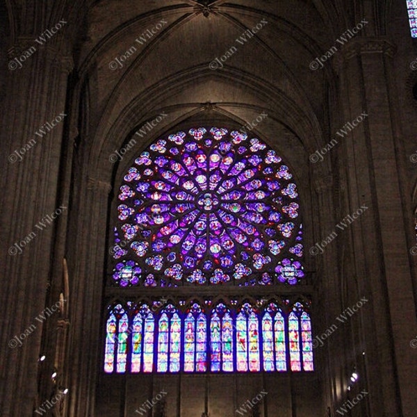 Innenraum Die Kathedrale von Notre Dame Rose Fenster Paris Frankreich Original Fine Art Religiöse Katholische Fotodruck