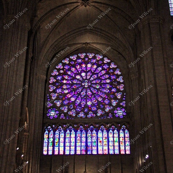 Interior Notre Dame Cathedral Rose Window Paris France Original Fine Art Religious Catholic Photo Print