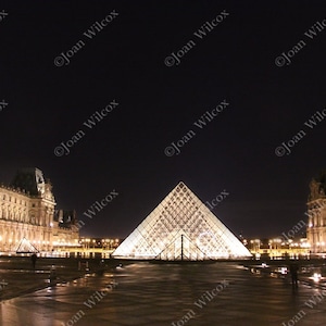 Midnight Louvre Pyramid Night Paris France Original Photo Print