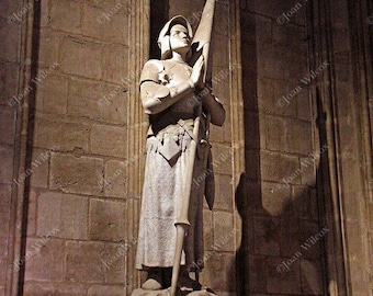 Statue of St. Joan of Arc 1412- 1431 Jeanne d&#39; Arc in Notre Dame Cathedral Paris France Religious Catholic Photo Fine Art Photography