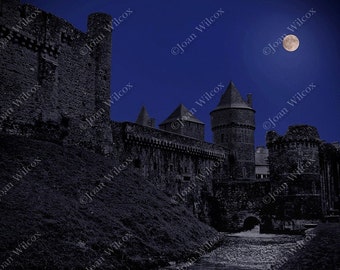 Full Moon Over Chateau Fougères Brittany France Gothic Castle Fine Art Photography Photo Print