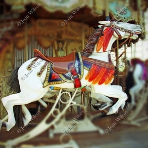 Choose Style Carousel Horses Paris France at Sacre Coeur Montmartre Feathers Fine Art Photography Photo Print image 1