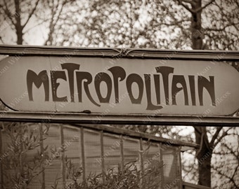 Metropolitain Paris, France Sign Metro Photo Original Fine Art Photography Print