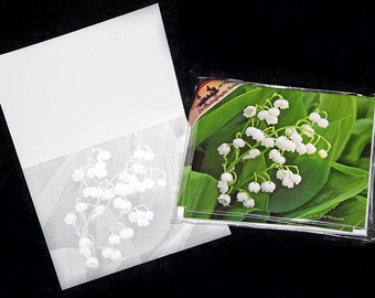 Note Cards, 5, 10 or 20 Pack Note Cards, Lily of the Valley Flowers w/ Envelopes