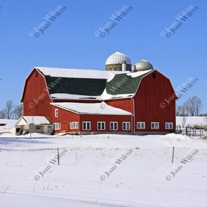 Scenic Red Barn Farm Winter Landscapes Snow Fine Art Photography Print Choose Style