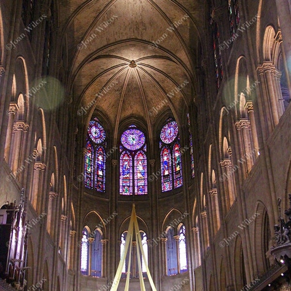 Interior Notre Dame Cathedral Altar Paris France Original Fine Art Religious Catholic Photography Photo Print