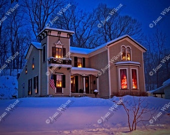 1857 Italianate Victorian Christmas Home for the Holidays Architecture Fine Art Photography Photo Print