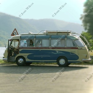 Vintage Retro German Antique Setra Bus Van by the Rhine River Germany Fine Art Photography Photo Print