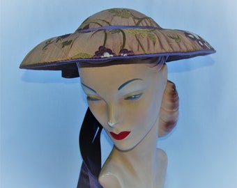 Tudor New Look Hat in Embroidered Silk