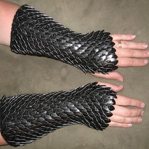 Scalemail Armor Dragonhide Knitted Gauntlets made to order