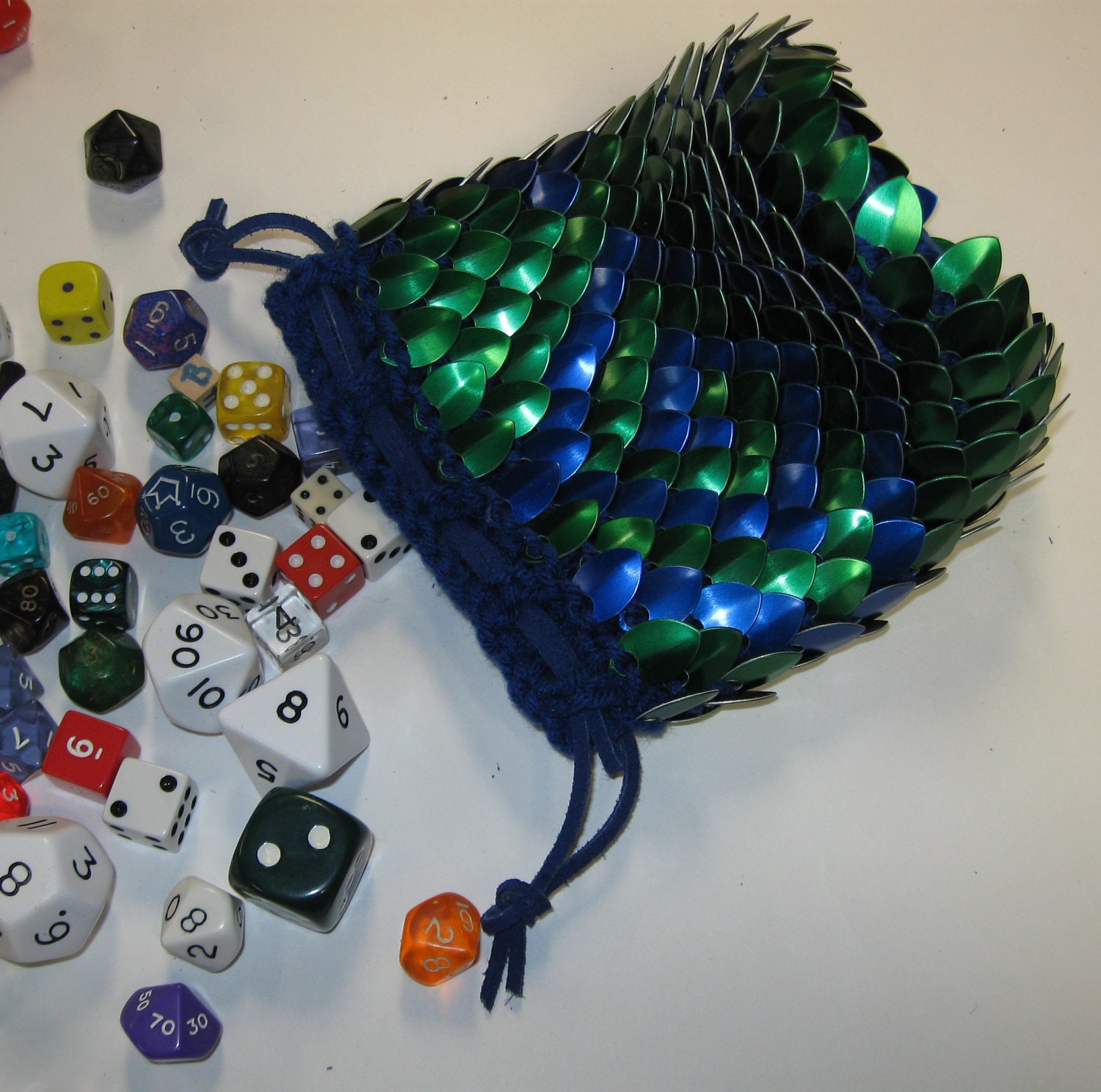 Scalemail Armor Dice Bag of Holding Blue and Green Maze in Etsy