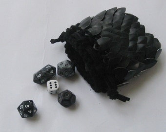 Dice Bag in Dragonhide knitted Scalemail Armor small size