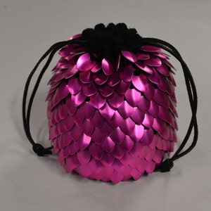 Scalemail Dice Bag of Holding in Knitted Dragonhide Armor Pink Knight