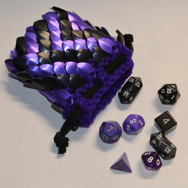 Scalemail Dice Bag Dragonhide Knitted Armor Purple ZigZag