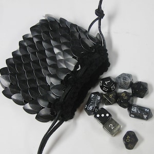 Scalemail Dice Bag in Dragonhide Knitted Armor Black Lich King image 1