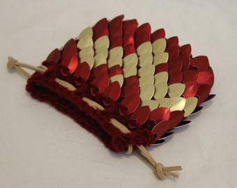 Armor Dice Bag in Dragonhide knitted Scale Maille Firebird
